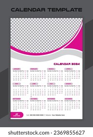 Creative calendar design template 2024.