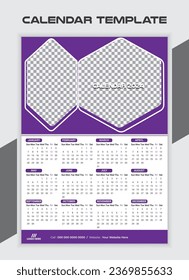 Plantilla de diseño de calendario creativo 2024.