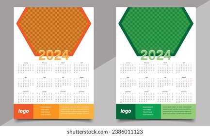 Creative calendar design. Wall or one-page calendar design template.