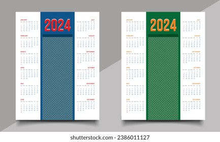 Creative calendar design. Wall or one-page calendar design template.