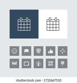 Creative Calendar Line Icon with Bonus Icons. 