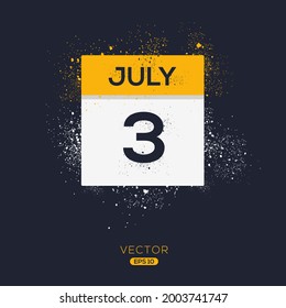 Creative calendar page with single day (3 July), Vector illustration.