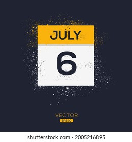 Creative calendar page with single day (6 July), Vector illustration.