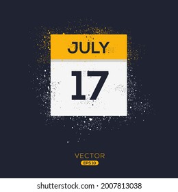 Creative calendar page with single day (17 July), Vector illustration.