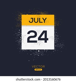 Creative calendar page with single day (24 July), Vector illustration.