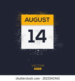 Página de calendario creativo con un solo día (14 de agosto), Ilustración vectorial.