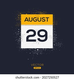 Creative calendar page with single day (29 August), Vector illustration.