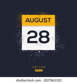 Kreative Kalenderseite mit einem einzigen Tag (28. August), Vektorgrafik.