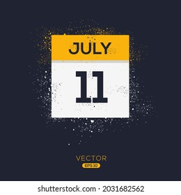 Página de calendario creativo con un solo día (11 de julio), Ilustración vectorial.