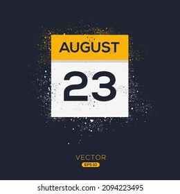 Página de calendario creativo con un solo día (23 de agosto), Ilustración vectorial.