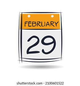 Creative calendar page with single day (29 February), Vector illustration.