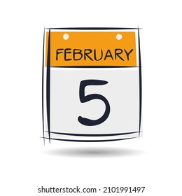 Creative calendar page with single day (5 February), Vector