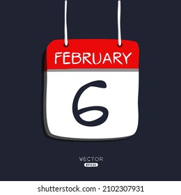Creative calendar page with single day (6 February), Vector 