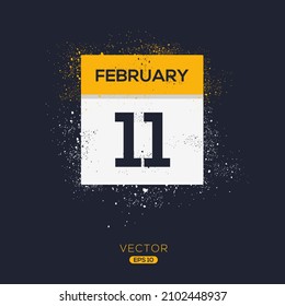 Página de calendario creativo con un solo día (11 de febrero), Vector 