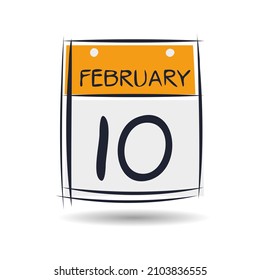 Creative calendar page with single day (10 February), Vector 