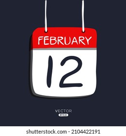 Creative calendar page with single day (12 February), Vector 