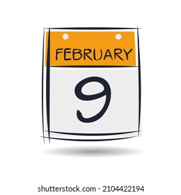 Página de calendario creativo con un solo día (9 de febrero), Vector 