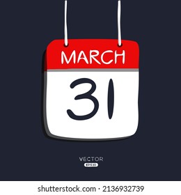 Página de calendario creativo con un solo día (31 de marzo), Vector
