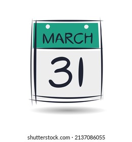 Página de calendario creativo con un solo día (31 de marzo), Vector
