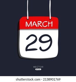 Página de calendario creativo con un solo día (29 de marzo), Vector
