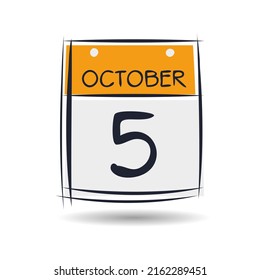 Creative calendar page with single day (5 October), Vector 
