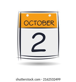 Página de calendario creativo con un solo día (2 de octubre), Vector 