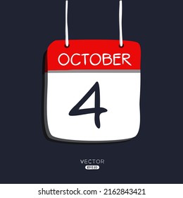 Creative calendar page with single day (4 October), Vector 