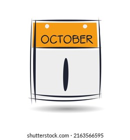 Página de calendario creativo con un solo día (1 de octubre), Vector 