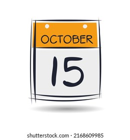 Página de calendario creativo con un solo día (15 de octubre), Ilustración vectorial.