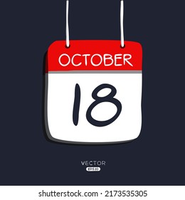 Creative calendar page with single day (18 October), Vector 