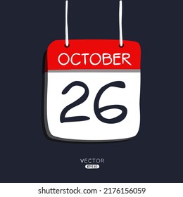Creative calendar page with single day (26 October), Vector 