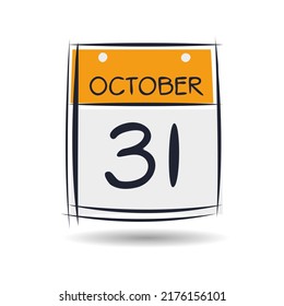 Creative calendar page with single day (31 October), Vector 