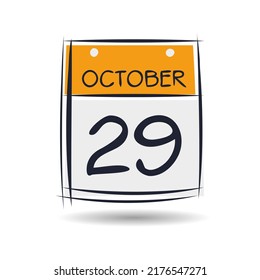 Creative calendar page with single day (29 October), Vector 