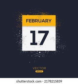 Kreative Kalenderseite mit einem einzigen Tag (17. Februar), Vektorgrafik.