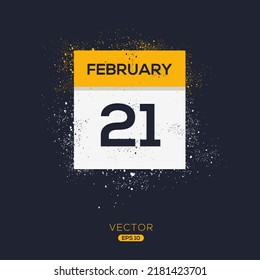 Creative calendar page with single day (21 February), Vector 