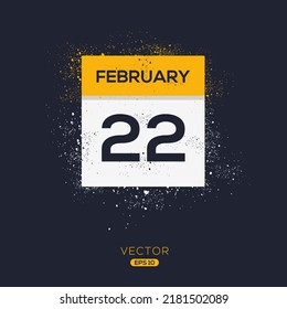 Creative calendar page with single day (22 February), Vector 