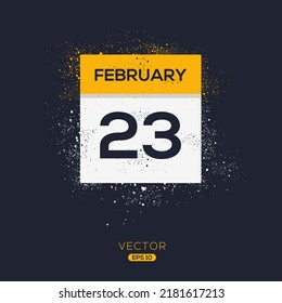Kreative Kalenderseite mit einem einzigen Tag (23. Februar), Vektorgrafik 