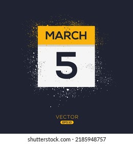 Página de calendario creativo con un solo día (5 de marzo), Vector 