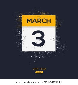 Creative calendar page with single day (3 March), Vector 