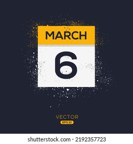 Creative calendar page with single day (6 March), Vector 