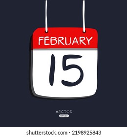Creative calendar page with single day (15 February), Vector 