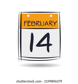 Creative calendar page with single day (14 February), Vector 