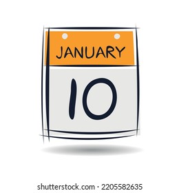 Creative calendar page with single day (10 January), Vector 