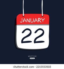 Creative calendar page with single day (22 January), Vector .