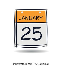 Creative calendar page with single day (25 January), Vector .