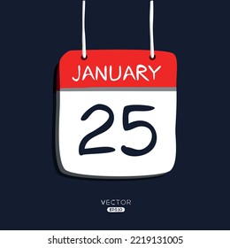 Creative calendar page with single day (25 January), Vector .