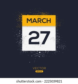 Página de calendario creativo con un solo día (27 de marzo), Ilustración vectorial.