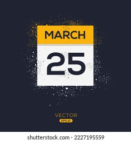 Página de calendario creativo con un solo día (25 de marzo), Ilustración vectorial.