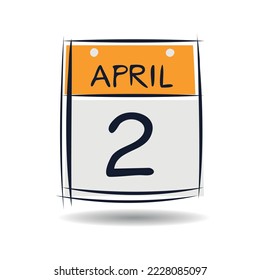 Página de calendario creativo con un solo día (2 de abril), Ilustración vectorial.