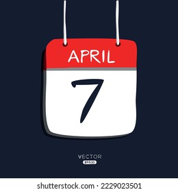 Página de calendario creativo con un solo día (7 de abril), Ilustración vectorial.